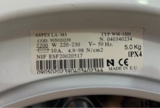 Bisagra Lavadora Aspes LA-383