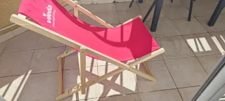 Tumbona de playa plegable y ajustable Roja