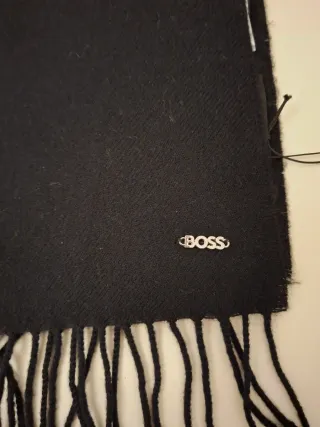 Sciarpa BOSS nera nuova uomo/donna 100% lana