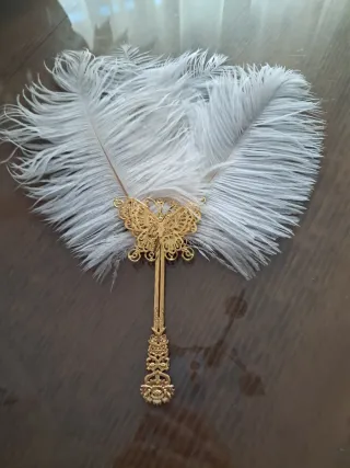 Abanico Pluma Carnaval/Cosplay Dorado
