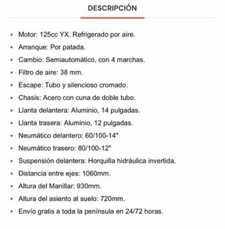 Moto de Cross IMR 125cc