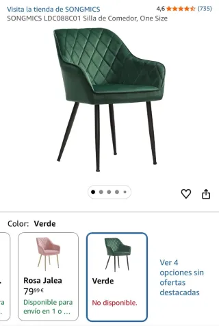 Silla Comedor Verde Terciopelo NUEVA!