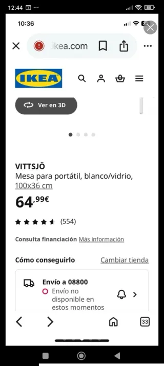 Escritorio Ikea blanco y cristal