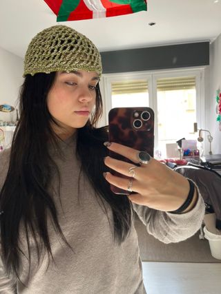 Gorro crochet rejilla
