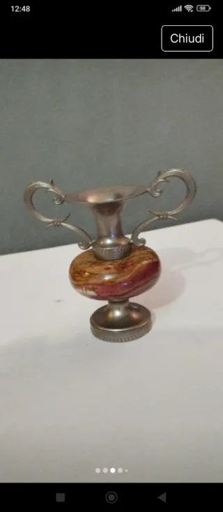 Mini vaso vintage marmo e metallo