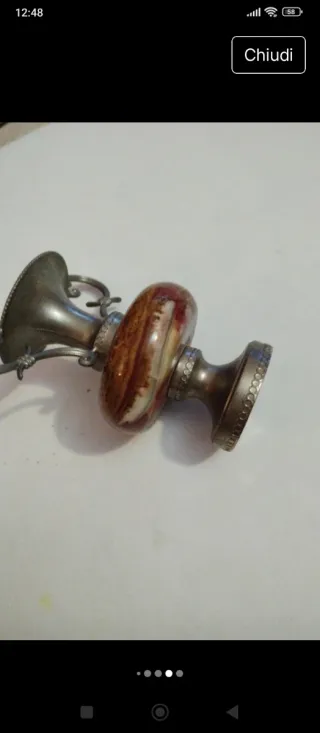 Mini vaso vintage marmo e metallo