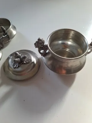 Set 2 tazzine + zuccheriera peltro