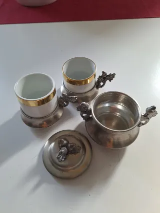 Set 2 tazzine + zuccheriera peltro