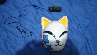 Maschera Kitsune LED Blu e Giallo