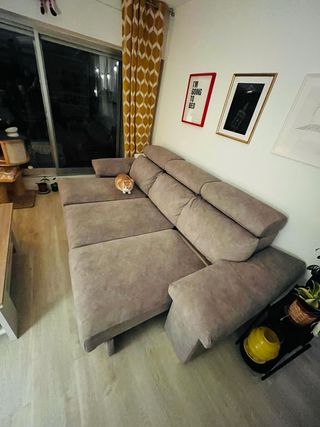 Sofá 3 plazas extensible gris