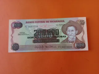 Billete Nicaragua 200.000 Córdobas 1986