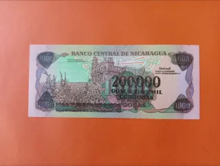 Billete Nicaragua 200.000 Córdobas 1986