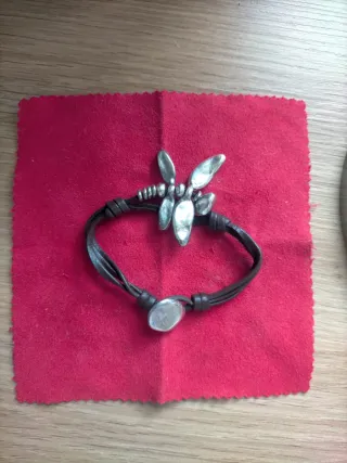 Pulsera Uno de 50 Cuero y Alpaca 19cm