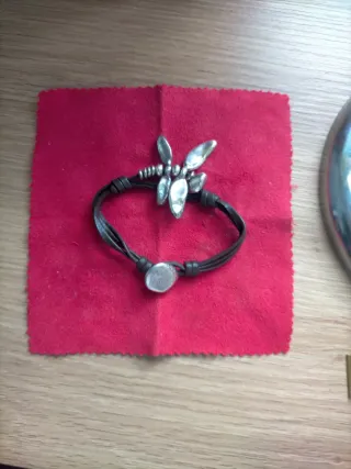 Pulsera Uno de 50 Cuero y Alpaca 19cm