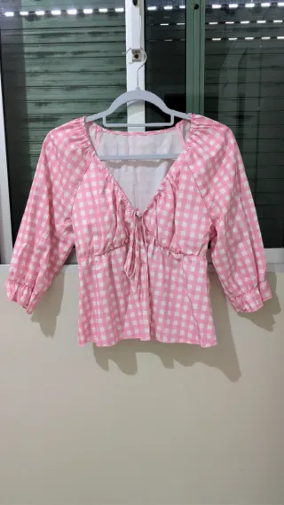 Blusa Vichy Rosa y Blanca