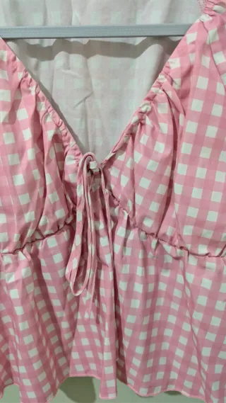 Blusa Vichy Rosa y Blanca