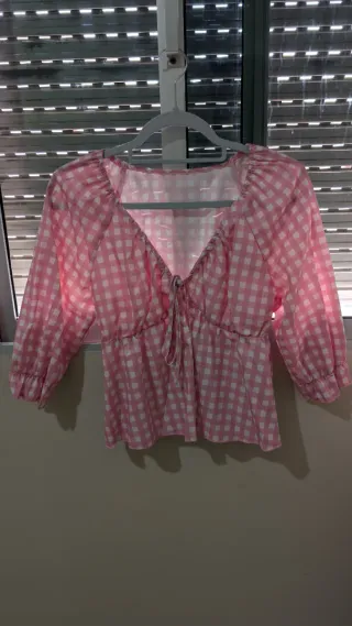 Blusa Vichy Rosa y Blanca