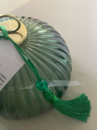 Candela in vetro verde e oro