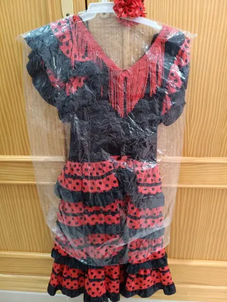 Disfraz Sevillanas niñ@, lunares rojo y negro