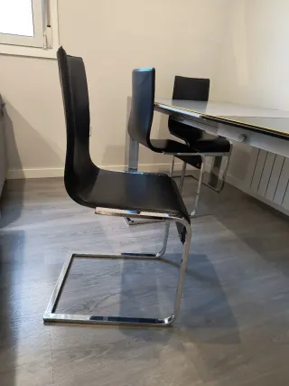 Mesa de comedor extensible  cristal y Metal