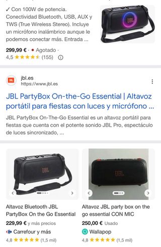 Altavoz JBL PartyBox On-The-Go Essential