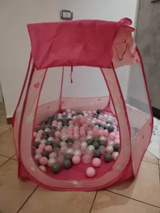 Tenda/piscina palline bimba rosa