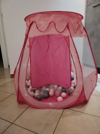 Tenda/piscina palline bimba rosa