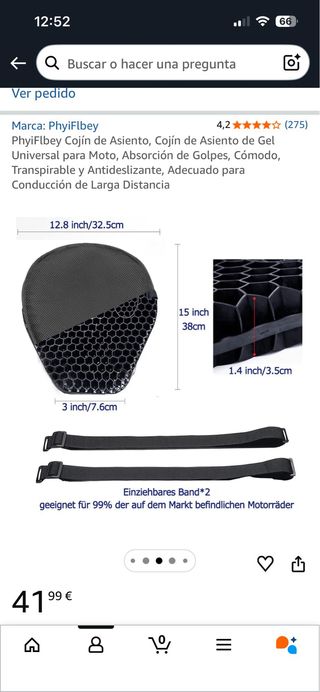 Cojín Gel Moto Universal