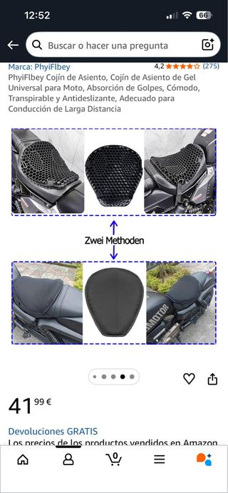 Cojín Gel Moto Universal