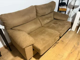 Sofá 2 plazas marrón ante