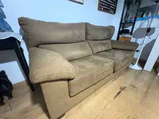 Sofá 2 plazas marrón ante