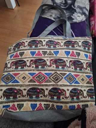 Bolso étnico con estampado de elefantes