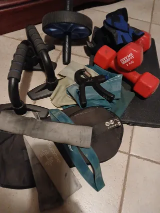 Lote Fitness: Mancuernas, Rueda Abdominal,Pesas to