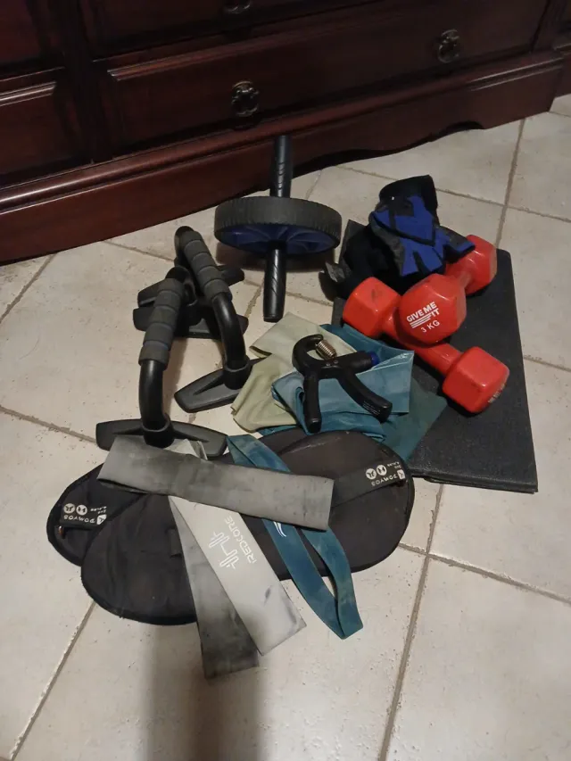 Lote Fitness: Mancuernas, Rueda Abdominal,Pesas to