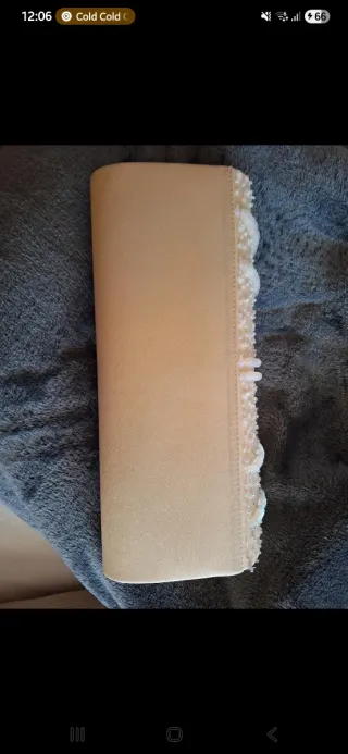 Bolso fiesta vintage perlas beige blanco