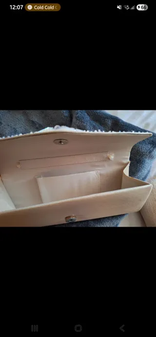 Bolso fiesta vintage perlas beige blanco