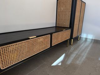 Cómoda Sklum Ratán Negro y Dorado