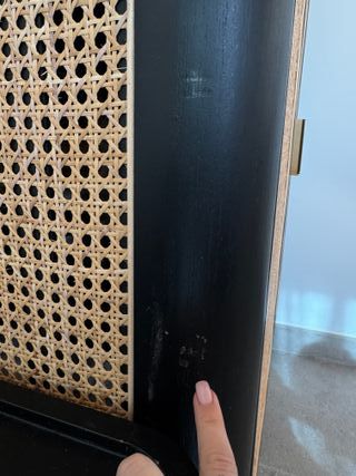 Cómoda Sklum Ratán Negro y Dorado