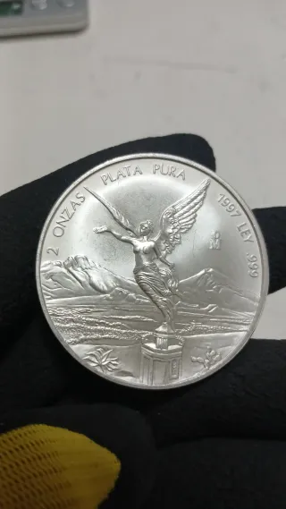 2 Onzas Plata Pura Mexico 1997 año dificil