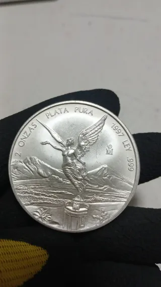 2 Onzas Plata Pura Mexico 1997 año dificil