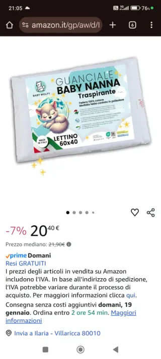 Guanciale Baby Nanna Traspirante