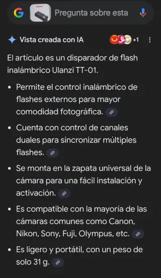 Flash y Disparador Ulanzi TT-01 F-32 Inalámbrico.