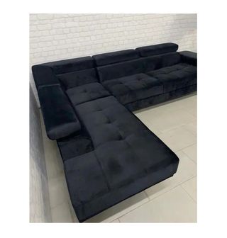 Sofá rinconera negro terciopelo