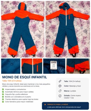 Traje de nieve Decathlon azul y naranja