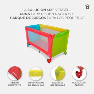 Cuna de viaje multicolor + cololchon para la cuna