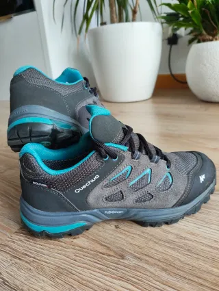 Zapatillas Trekking Quechua T38 Gris/Turquesa