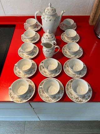 Juego de café porcelana fina y oro