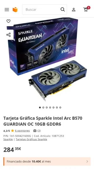 Tarjeta Gráfica Intel Arc B570 10GB