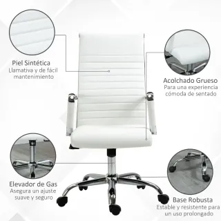 Silla de Oficina Giratoria Blanca