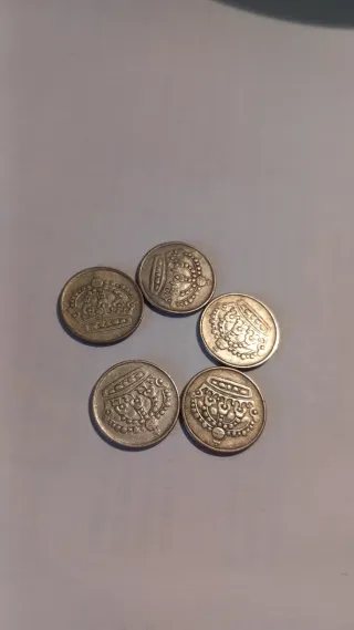5 Monedas Suecas 25 Öre Plata Baja